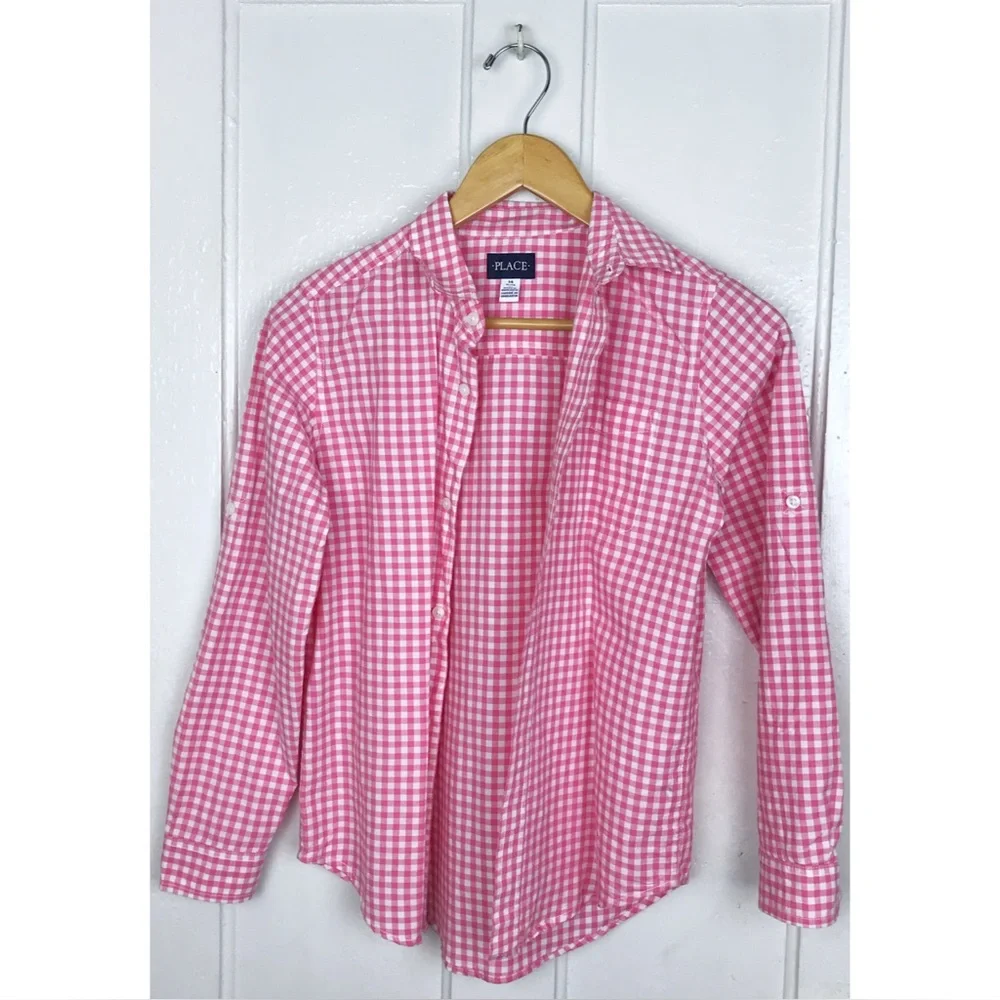 the children’s place : size : Girl’s 14 : barbiecore button up plaid flannel
